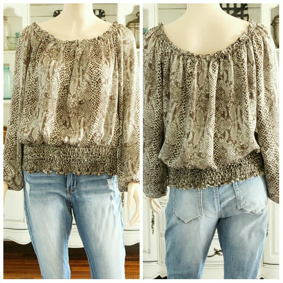 MICHAEL Michael Kors Tops - MICHAEL Michael Kors Brown Snakeskin Top Small W36